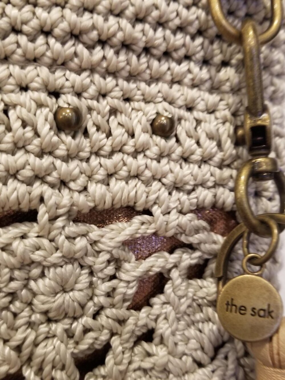 The Sak Lucia Crocheted Medallion Crossbody bag in Natural - Picture 6 of 12